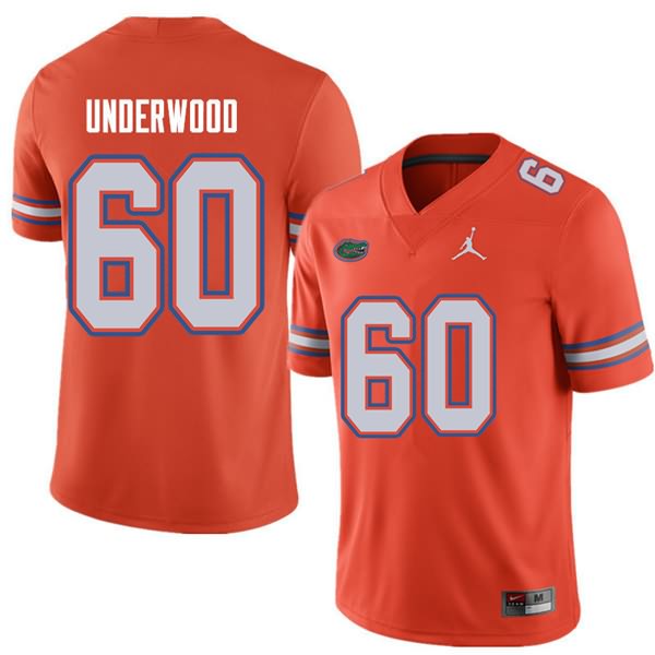 Men's NCAA Florida Gators Houston Underwood #60 Stitched Authentic Jordan Brand Orange College Football Jersey RIE7665WJ